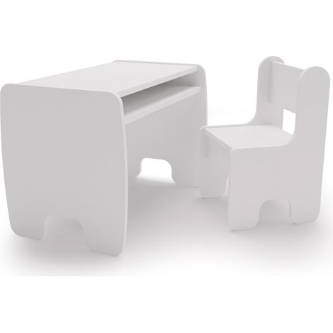 Set tavolo e sedia per bambini Timi in legno bianco (1/5)