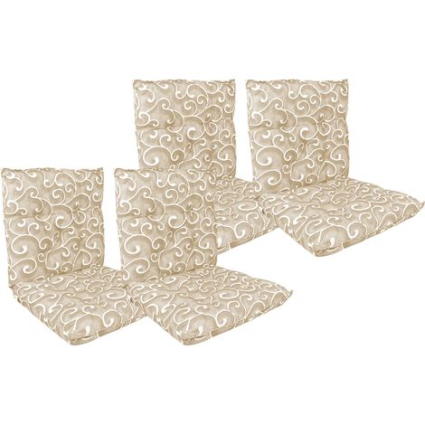 Set Cuscini Sedia Con Schienale Imbottiti Con Laccetti Banda Elastica 40 x 80 Cm InlayBeige - 4 Pezzi