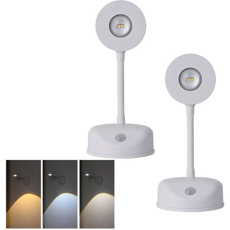 2 spots muraux sans fil alimentés par batterie, lampes LED intelligentes avec détecteur de mouvement humain