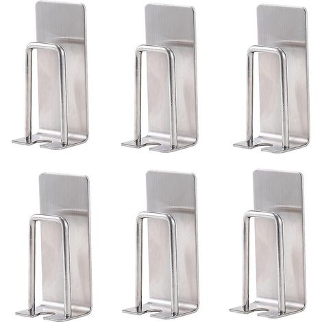 6pcs Porte-brosse Dents Lectrique Mural Avec Colle Pour Salle De Bain Porte-brosse Dents En Acier Inoxydable Support De Brosse Dents Sans Perag