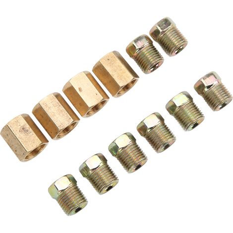 Lot de 12 raccords de conduite de frein en laiton à filetage 7/16 po-24, accessoires automobiles pour tuyau de frein de 1/4 po (1/5)