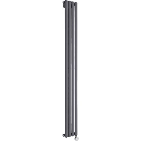 Milano Aruba Electric - Anthracite Vertical Column Single Oval Panel Radiator - 1780mm x 236mm (1/5)