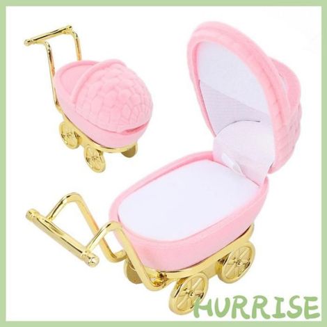 Garosa Boîte à bijoux pour bagues Boîte De Rangement Bague Vintage Pour Bébé Carriage En Floc bijoux boite Bleu Rose (1/4)