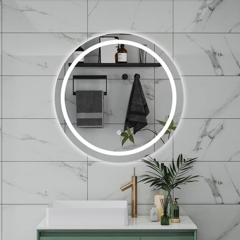SPECCHIO DA BAGNO ROTONDO CON LED 60 X 60 CM, ANTIAPPANNAMENTO, INTERRUTTORE A SFIORAMENTO (1/5)