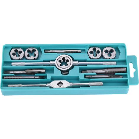 Jeu de 12 tarauds et filières pour vis et écrous avec clés réglables, outils de filetage manuels robustes (1/5)