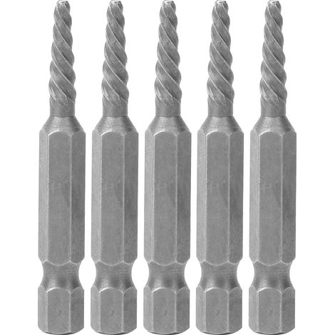 Lot 5 Extracteurs de Vis Cassées Hexagonal Argent Acier Rapide Retrait Boulon Endommagé 50mm (1/5)