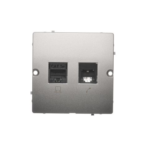Socket Informatique Et Téléphonique - Satiné - 1 Pièce - Série Basic - Prise Double (1/5)