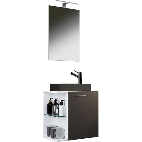 3 pz lavabo Hausa armadietto a specchio 122x52x34 - VCM