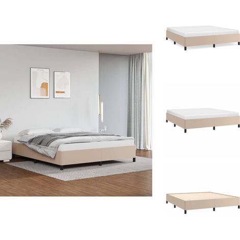 Cadre de lit sans matelas cappuccino 180x200 cm similicuir - Cadre De Lit - Lit Double - Similicuir - Lit Capitonné - Meuble Chambre À Coucher (1/5)