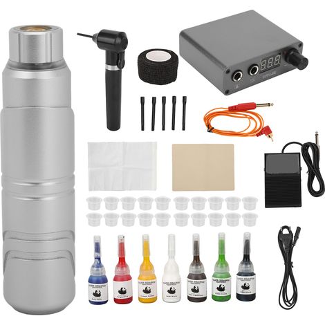 Kit de stylo tatouage professionnel liner shader complet avec pédale, alimentation riche en couleurs pour débutants, prise EU 100‑230V (1/5)
