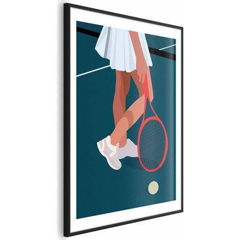 Póster - Jugador de tenis con raqueta roja en la cancha - ilustración (1/4)