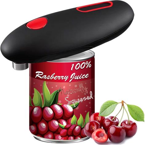 Ouvre-boîte électrique, sans bord tranchant, ouvre-boîte électrique à une touche avec arrêt automatique, noir (1/5)