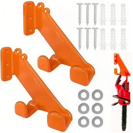 2-teiliger Kettensägenhalter, Wandhalterung für Freischneider, Garagenhaken, Wandhaken zum Einschrauben, Wandhaken für Kettensägen (1/5)