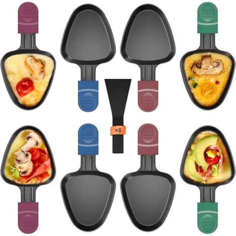 Poêle à raclette carrée, en alliage d'aluminium renforcé, revêtement antiadhésif, avec spatule et poignée isolée (1/5)