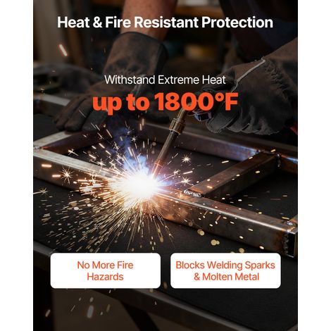 Couverture de Soudage Ignifuge Feutre de Carbone Lot de 2 508 x 914 mm Couverture de Protection Résistante à la Chaleur 982 °C Tapi… (1/5)