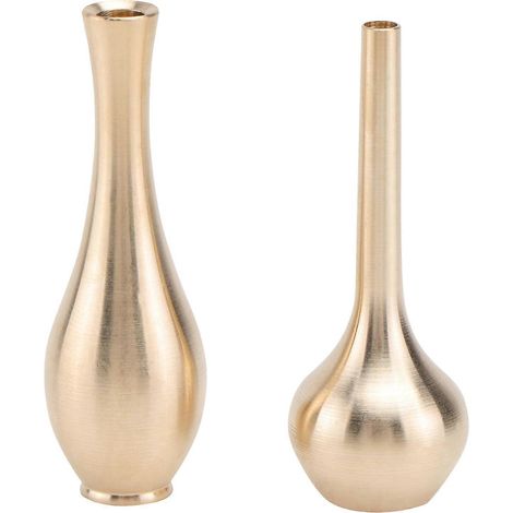 Lot de 2 mini vases décoratifs en cuivre pur, vases de bureau en laiton, vases créatifs (2 styles)-6x2.5cm-Golden (1/3)