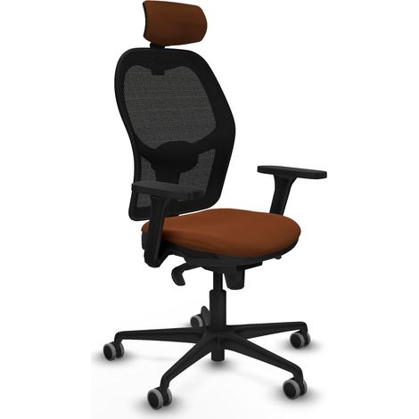 Jorquera sincro malla negra similpiel marrón brazos 3D base nailon cabecero 2D ruedas 65mm engomada (1/5)