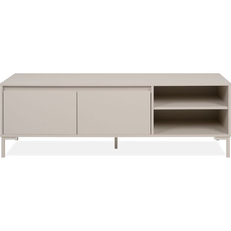 Meuble TV 2 portes 2 niches beige 150 cm - Ronda