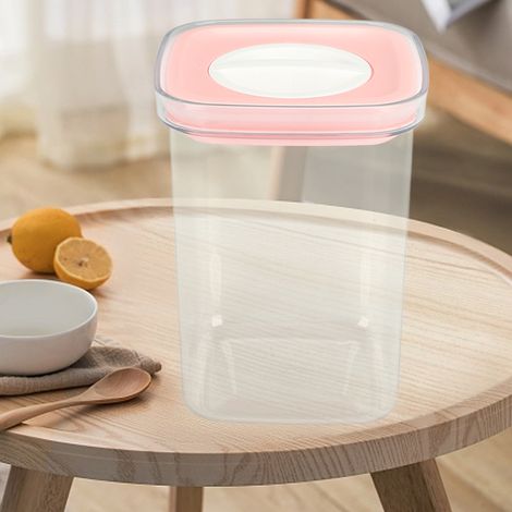 Bocal transparent hermétique, contenant pour lait en poudre, boîte de conservation alimentaire, boîte de rangement pour céréales, rose moyen (1/5)