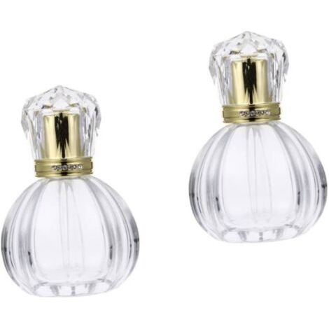 Lot de 2 flacons de parfum en verre de 100 ml, petit flacon en verre, pulvérisateur de voyage, bouteille d'eau en verre, flacon de voyage vide en diamant de 100 ml (1/5)