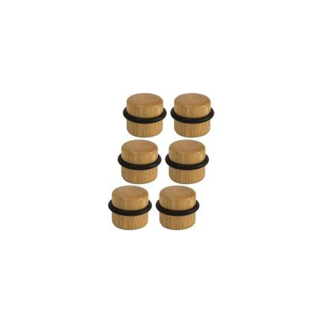 Arrêts de Portes - Butée de Porte Adhésive en Bois pour Sol - Butoirs de Porte Protection de Portes et Murs - Pack 6 unités (Chêne)