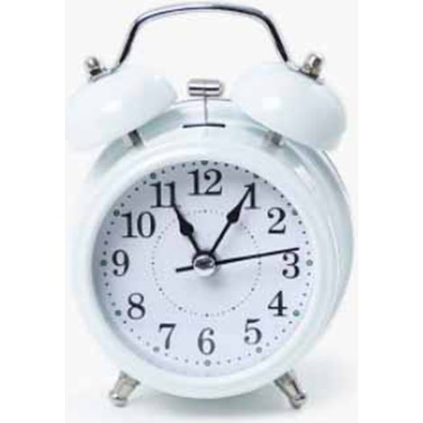 Réveil mécanique minimaliste moderne en métal blanc de 7,6 cm (3 pouces), silencieux, idéal pour la chambre d'un étudiant. (1/5)