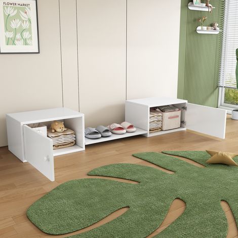 Zapatero de entrada 189 x 40 x 34,5 cm con 2 puertas blanco HAVRYA (1/5)