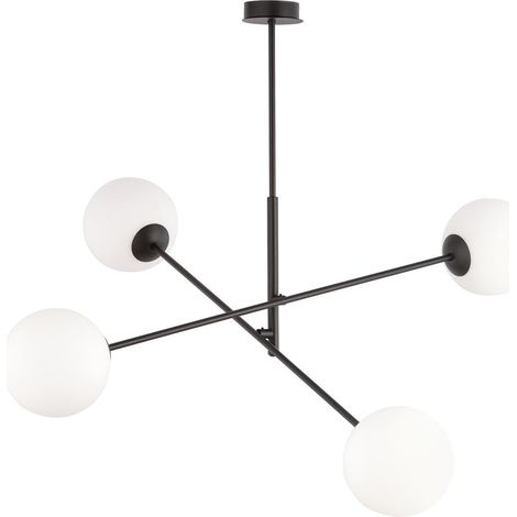 Lampada a Sospensione Linear, Acciaio verniciato a polvere, Vetro, Nero, Bianco, 102x51x102 cm (1/5)