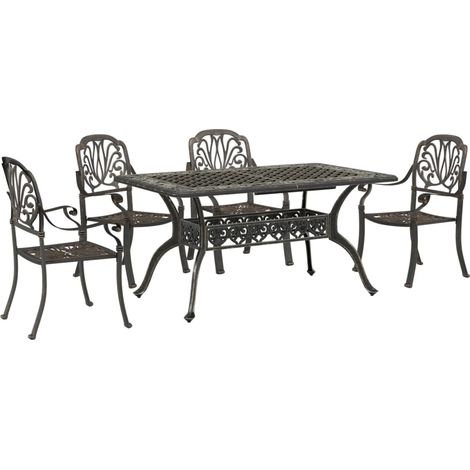 Maison Exclusive - Set da Pranzo da Giardino 5 pz Bronzo in Alluminio Pressofuso