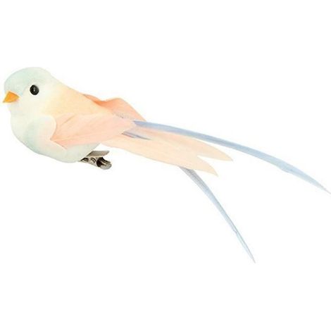 6 oiseaux à plumes décoratifs - couleurs pastel (1/4)