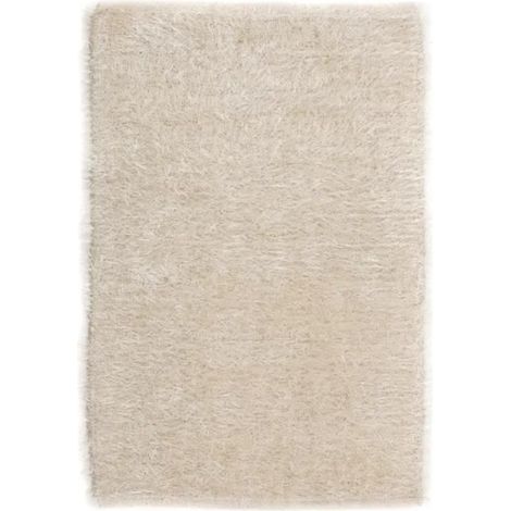 Tapis rectangulaire à poils longs - JUANIO - 80 x 50 cm - 60% Coton/40% Polyester - Naturel - Confortable (1/2)