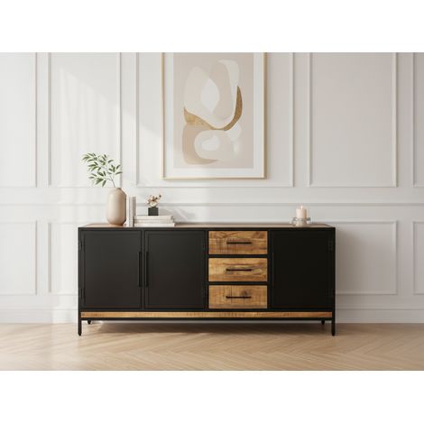 BOBOCHIC - Buffet 3 portes 200 cm BEAUBOURG bois massif de manguier (1/5)