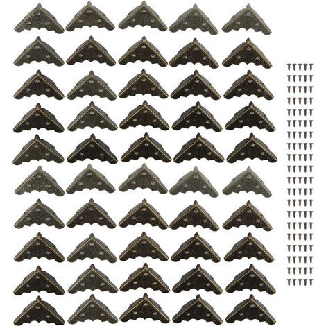 50 Pièces Protections d'Angles Métal Style Rétro, Haute Résistance pour Boîtes en Bois et Coffres, Large Application