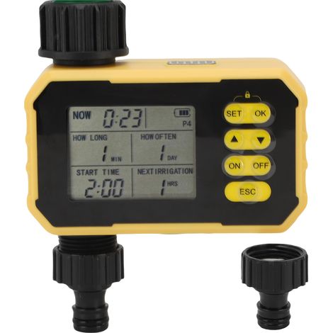 Ortviai Minuterie d'arrosage solaire avec capteur de pluie pour jardin et cour – Robinet électrovalve 1 voie, filtration anti-obstruction (1/5)