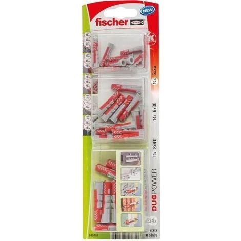 Cheville Duopower Assorties.5x25/6x30/8x40 Blister De 34 - Fischer