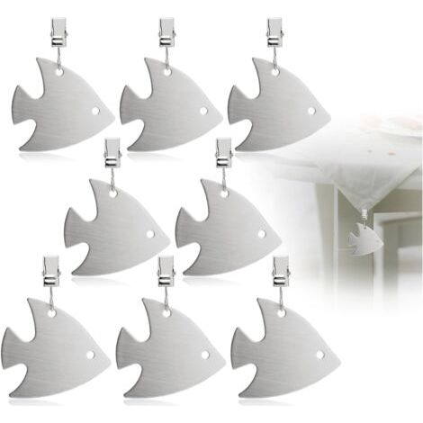 Lot de 8 pinces à nappe en acier inoxydable - Poids approximatif : 40 g chacune (1/5)