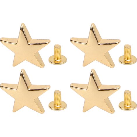 10 Stück Metallsternnieten, 20 mm, hochglänzend, aus Zinklegierung, mit 7 mm PH-Schrauben für Kleidung, Schuhe, Jacken, Gold (1/5)