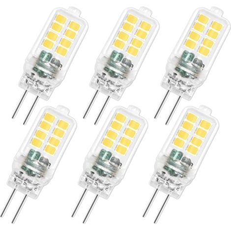 Ampoule LED G4 12V 3W, Non Dimmable, 16SMD 300LM Blanc Froid 6000K, Équivalent 25W G4 Ampoule Halogène, Ampoule G4 LED pour Lustre, Éclairage Paysager, Lumière d'armoire, Chambre, Lot de 6 (1/5)