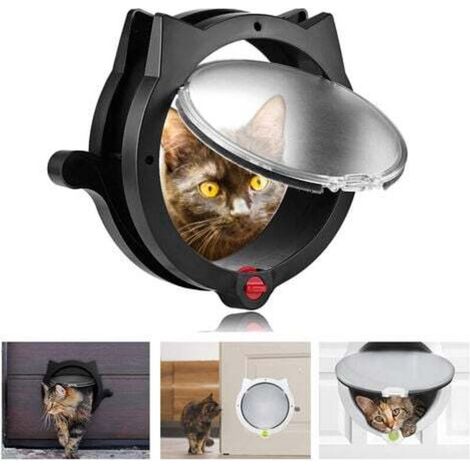 Pet Cat Flap - 4-Way Locking, Unique Design, Easy to Install - Black (1/4)