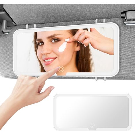Miroir cosmétique à LED avec éclairage, rétroviseur pour nouveau-nés et enfants, rechargeable (3 modes de lumière), avec écran tactile, pare-soleil simple et pratique, adapté pour la plupart (1/5)