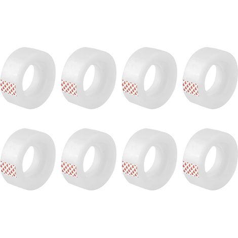 8 Rollen transparentes Büroklebeband, Abmessung 18 mm x 30 m, mit starker Klebkraft.