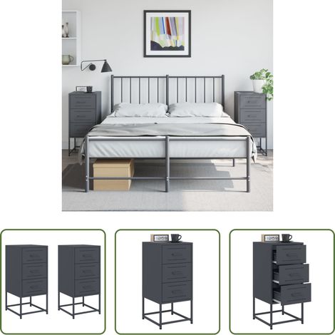 Meuble industriel -  Tables de chevet 2 pcs anthracite 36x39x78 cm acier (1/5)