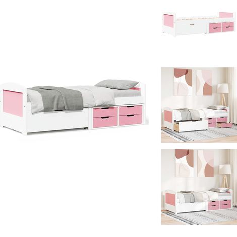 Lit de jour et 5 tiroirs sans matelas IRUN blanc rose 90x200 cm - Lit De Jour - Lits De Jour - Canapé-lit - Lit D'appoint (1/5)