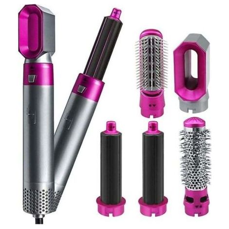 Sèche-cheveux 5 en 1 brosse coiffante – Longueur câble 2m – 3 vitesses réglables – Fer à friser 30mm interchangeable – 1000W – (1/5)