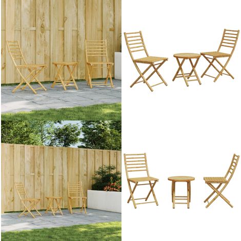 Ensemble de bistro 3 pcs bambou - Meubles De Jardin - Salon De Jardin - Ensemble De Bistro - Mobilier Extérieur - Table Pliante - Home & Living (1/5)