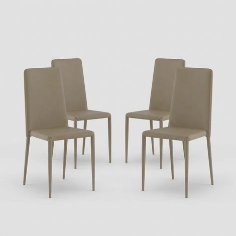 Lot de 4 chaises de salle à manger empilables en similicuir Arianna - Gris tourterelle (1/5)