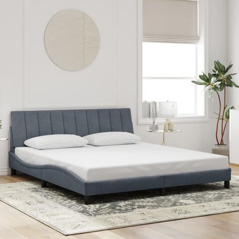 vidaXL Giroletto senza Materasso Hanko Grigio Scuro 180x200 cm Velluto (1/4)