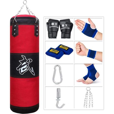 Boxsack Set 120cm Rot mit Handschuhen & Zubehör für Erwachsene & Jugendliche (1/5)