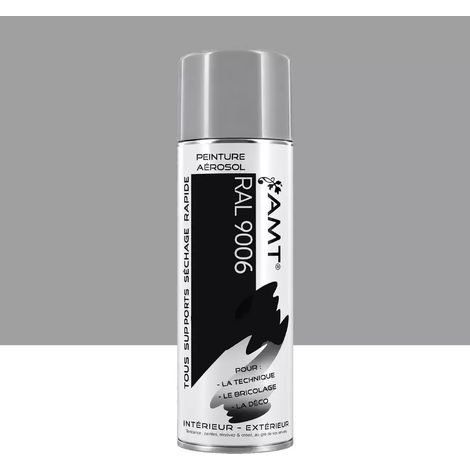 Bombe de peinture - Gris clair - RAL9006 - Brillant - AMT - 330ml - Peinture acrylique (1/2)