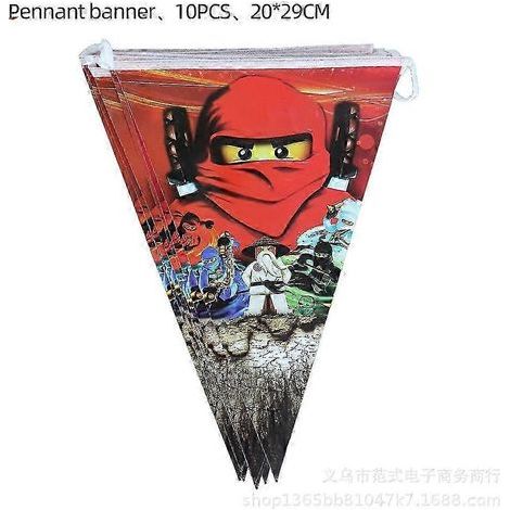Ninjago-Pappteller, Pappbecher, Papierhandtücher, Rice-Krispies-Schachteln, Tischdecke, Tischdecke mit Wimpeln, Ninjago-Geburtstag (1/5)